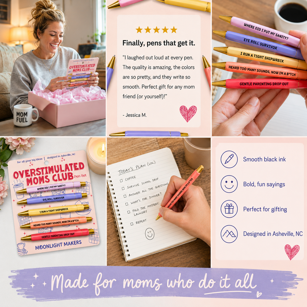 Overstimulated Moms Club - Pen Set - Funny Gift