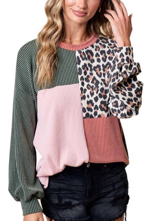 Part Of Me Color Block Sweatshirt: OLIVE