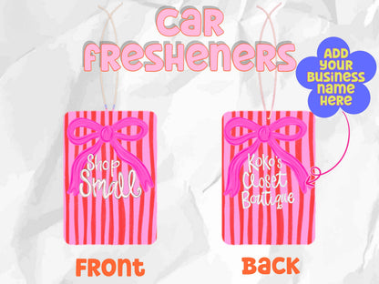 Shop small bow custom business name car fresheners : Cupcake