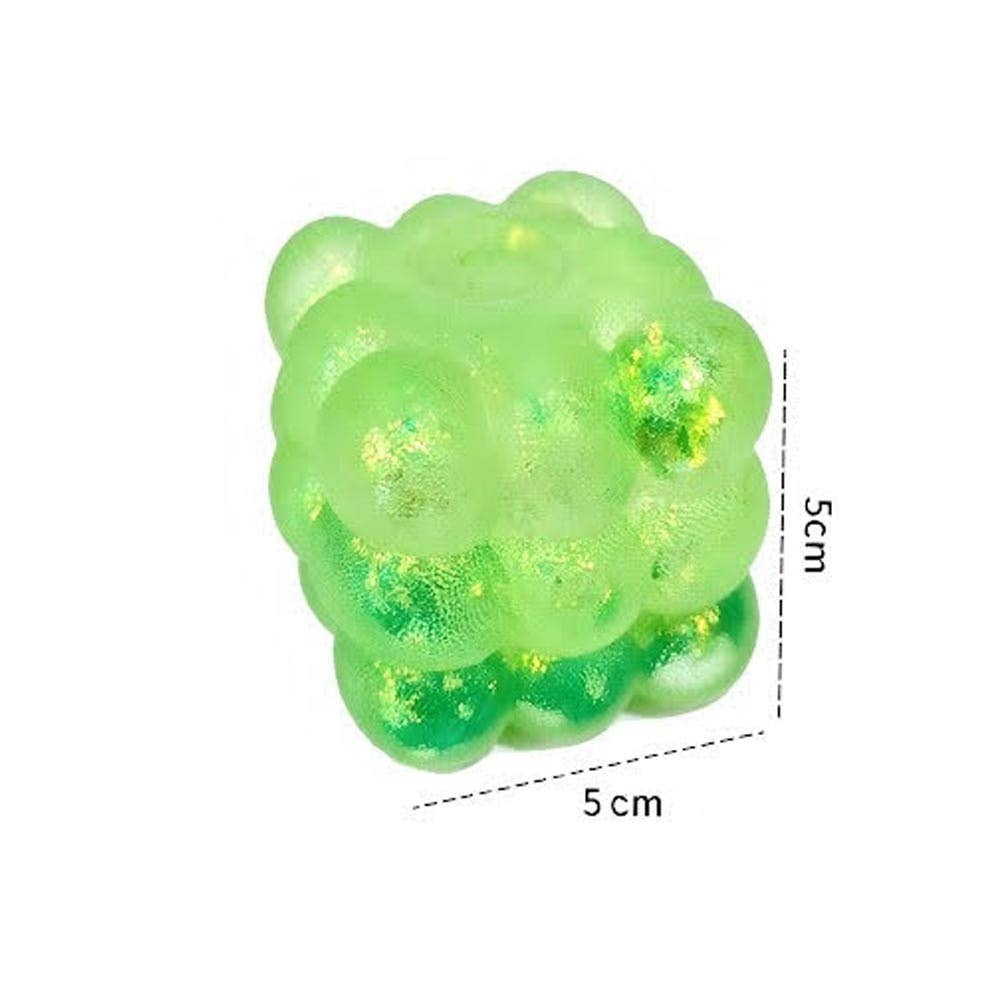 12PCS - Glitter Bubble Cube Squeeze Squishy Stress Relief Toy