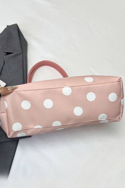 Polka Dot Oxford Tote Bag: PINK / 1(ONE SIZE)